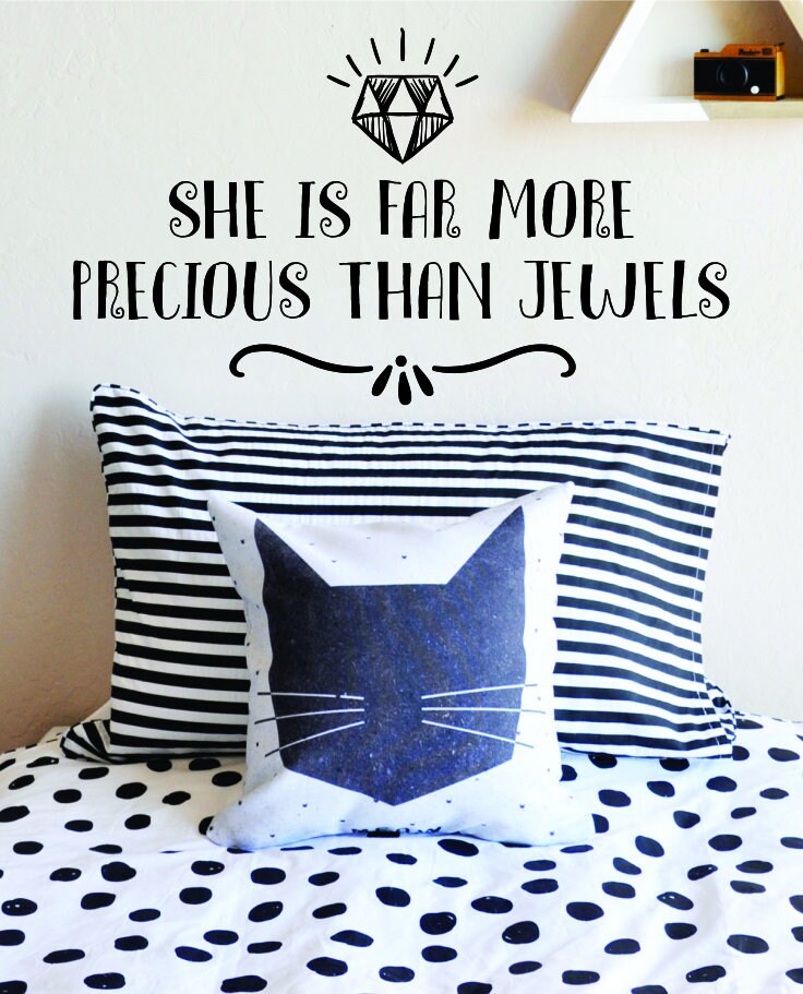 She Is More Precious Than Jewels Inspiring Vinyl Wall Sticker Quote Motivational Murals wall stickers for girls bedroom