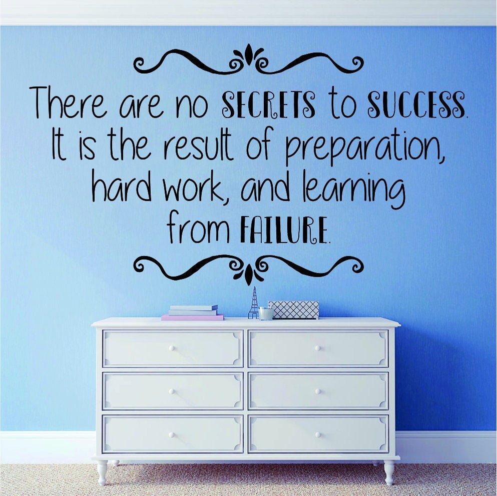 There Are No Secrets to Success Vinyl Decal Wall Sticker Decor Quote – Motivational Wall Murals