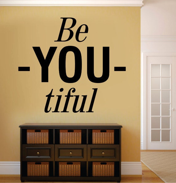 Wall Decal "Be-You-tiful" New Quote Design Vinyl Sticker Decor – Motivational Wall Murals