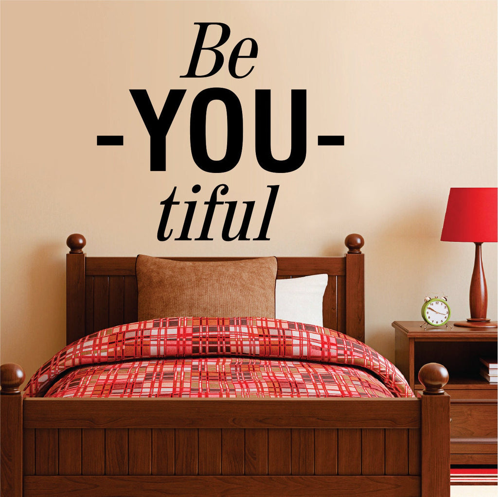 Wall Decal "Be-You-tiful" New Quote Design Vinyl Sticker Decor – Motivational Wall Murals