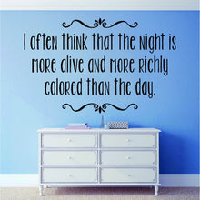Load image into Gallery viewer, I Often Think That The Night Is More Alive Van Gogh Vinyl Decal Wall Sticker Decor Quote – Motivational Wall Murals