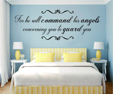 Load image into Gallery viewer, For He Will Command His Angels Vinyl Decal Wall Sticker Decor Quote – Motivational Wall Murals