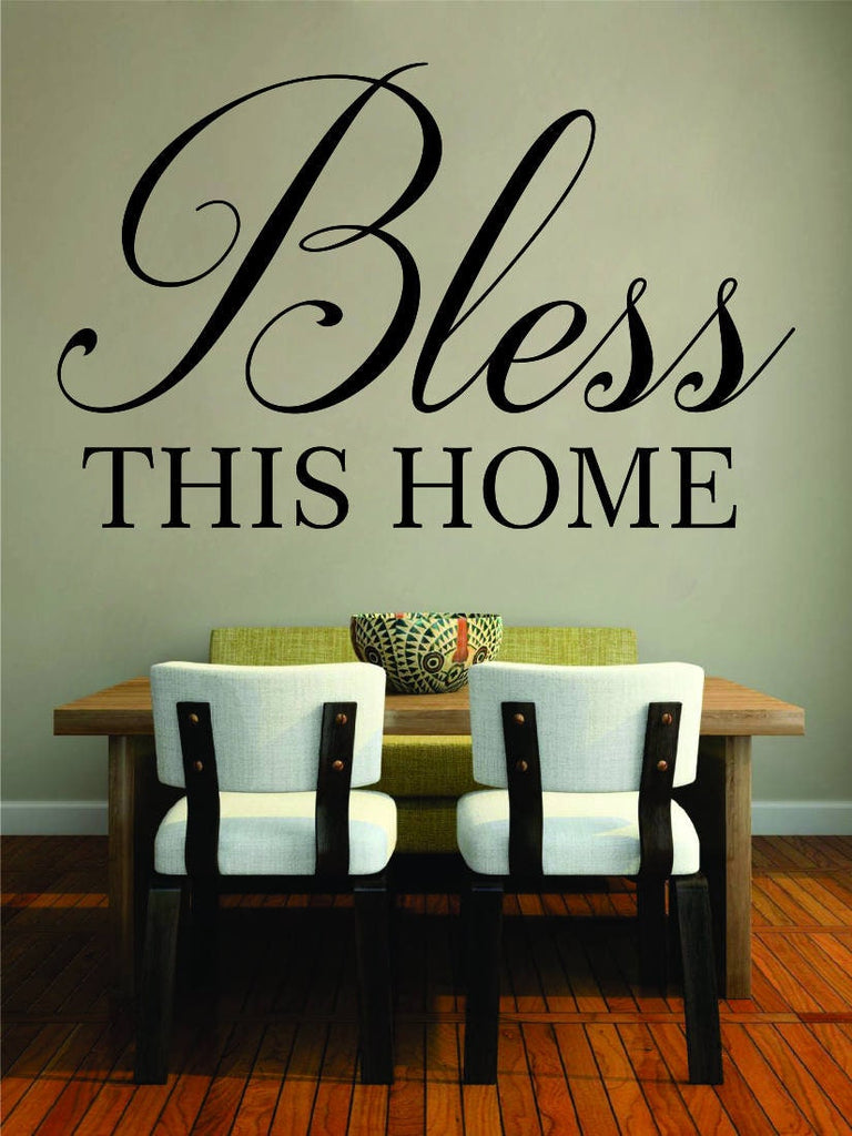 Bless This Home Inspirational Vinyl Decal Wall Sticker Decor Quote Motivational Wall Murals Decal Blessed Stickers Handwriting Art Letters