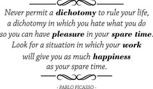 Load image into Gallery viewer, Never Permit A Dichotomy To Rule Your Life Pablo Picasso Vinyl Decal Wall Sticker Decor Quote – Motivational Wall Murals