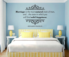 Load image into Gallery viewer, Marriage Is The Most Natural State Of Man Benjamin Franklin Vinyl Decal Wall Sticker Decor Quote – Motivational Wall Murals