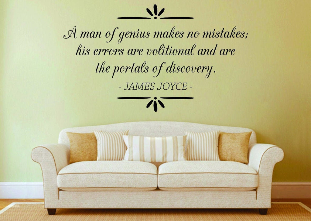 James Joyce A Man Of Genius Makes No Mistakes Vinyl Decal Wall Sticker Decor Quote – Motivational Wall Murals