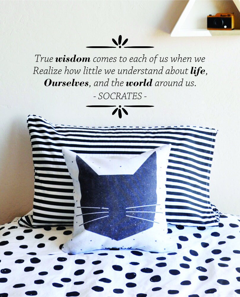 Socrates True Wisdom Comes To Each Of Us Vinyl Decal Wall Sticker Decor Quote – Motivational Wall Murals