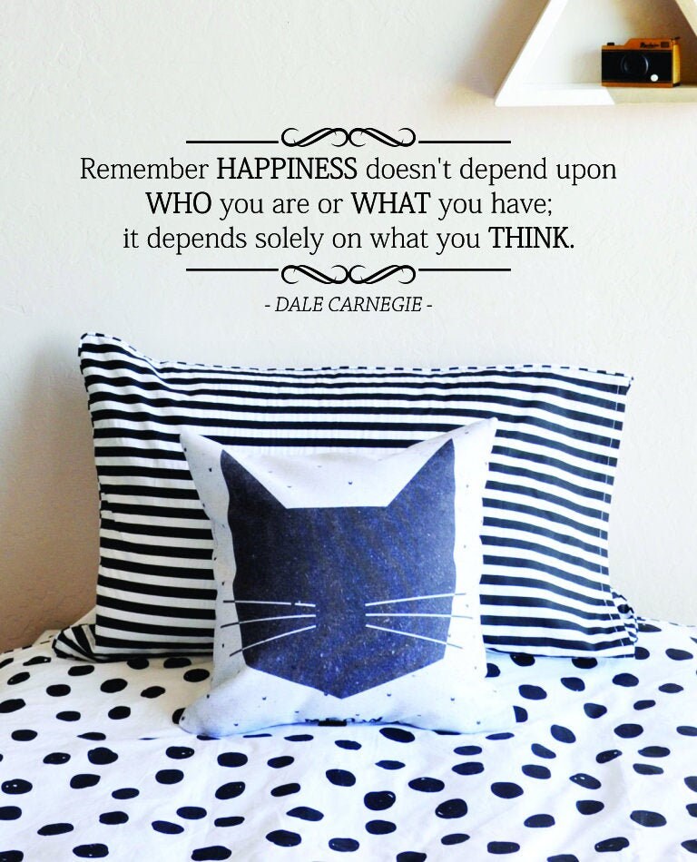 Remember Happiness Doesnt Depend Upon Who You Are Or What You Have Vinyl Decal Wall Sticker Decor Quote – Motivational Wall Murals