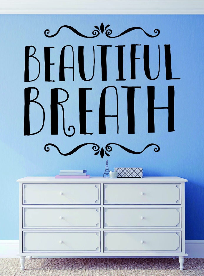 Beautiful Breath Inspirational Vinyl Decal Wall Sticker Decor Quote – Motivational Wall Murals, wall stickers for girls bedroom
