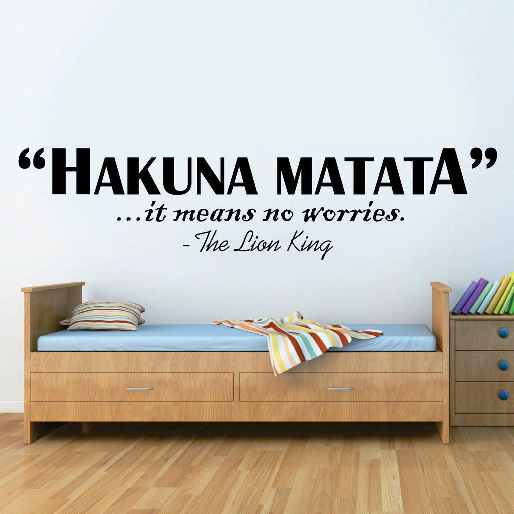 Hakuna Matata It Means No Worries Wall Decal Lion King Poster, Sign Disney Quote Vinyl Sticker Gift Decor Wall- living room decor Quote