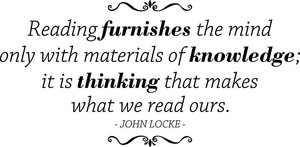 Reading Furnishes The Mind John Locke Vinyl Decal Wall Sticker Decor Quote – Motivational Wall Murals