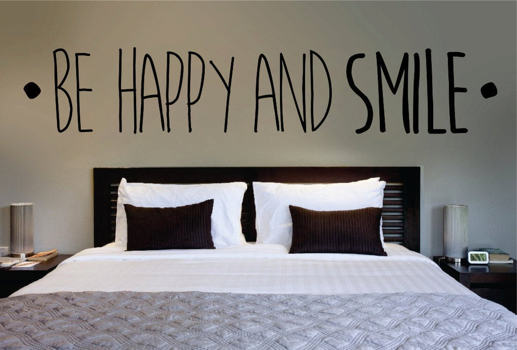 Be Happy Smile Quote New Vinyl Decal Design Sticker Decor – Motivational Wall Murals