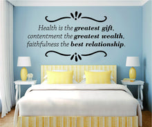 Load image into Gallery viewer, Health Is The Greatest Gift Vinyl Decal Wall Sticker Decor Quote – Motivational Wall Murals