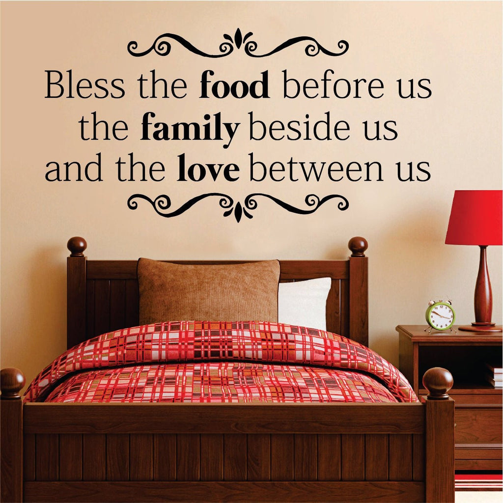Bless the Food Family Love Quote New Vinyl Decal Design Sticker Decor – Motivational Wall Murals