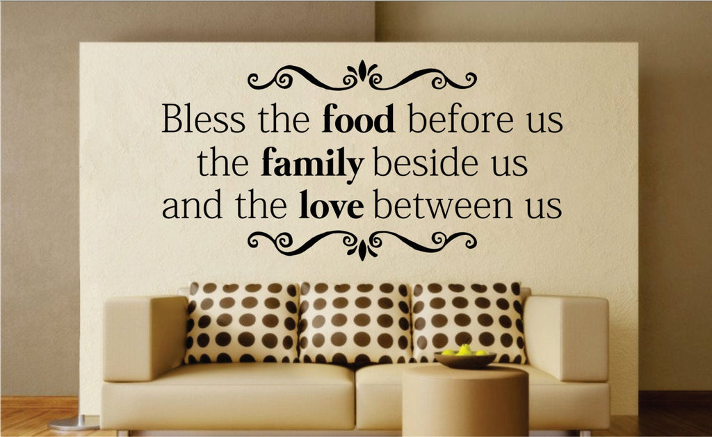 Bless the Food Family Love Quote New Vinyl Decal Design Sticker Decor – Motivational Wall Murals