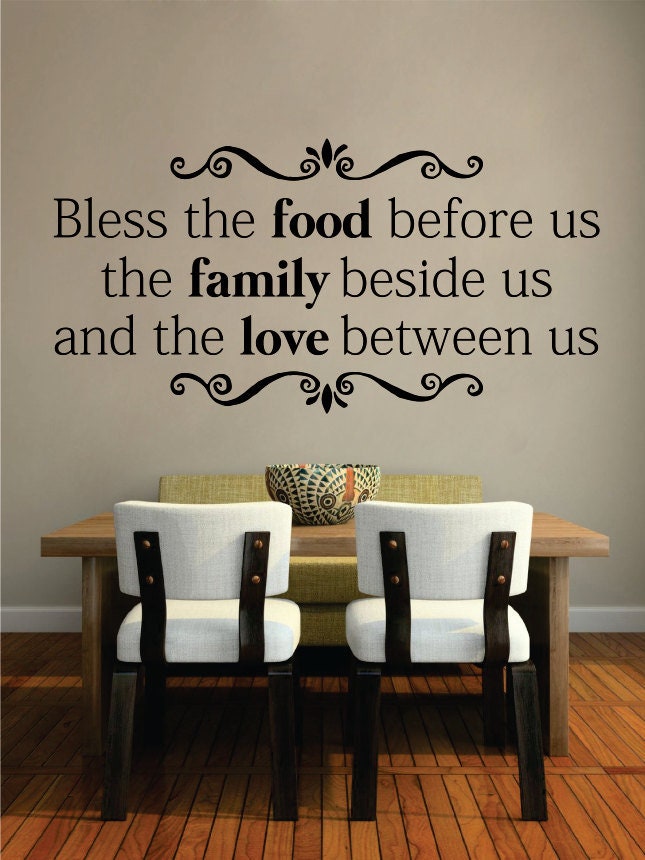Bless the Food Family Love Quote New Vinyl Decal Design Sticker Decor – Motivational Wall Murals