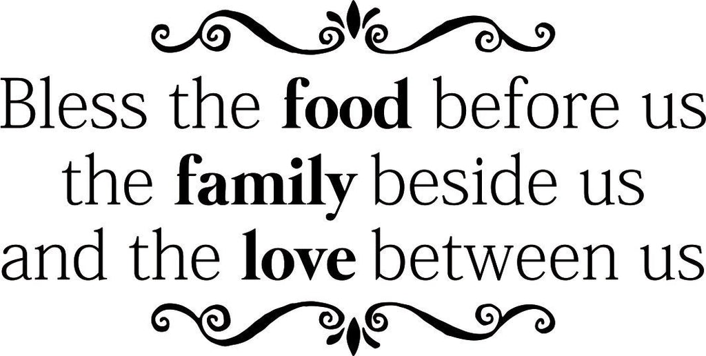Bless the Food Family Love Quote New Vinyl Decal Design Sticker Decor – Motivational Wall Murals