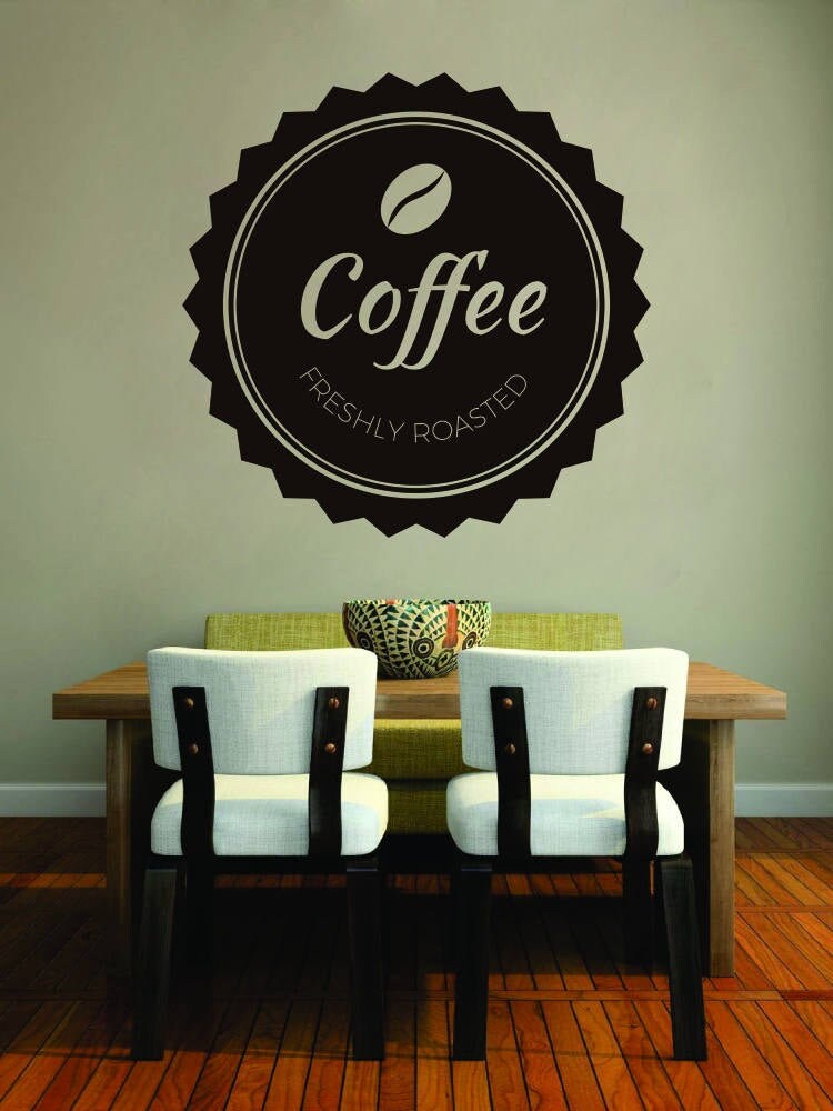 Coffee Freshly Roasted Logo Vinyl Decal Wall Sticker Decor Quote – Motivational Wall Murals
