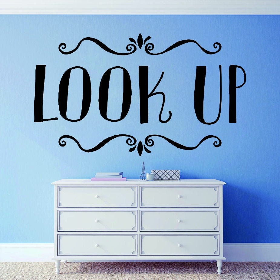 Look Up Inspiring Vinyl Decal Wall Sticker Decor Quote – Motivational Wall Murals, decorations for bedroom women, quotes wall decor