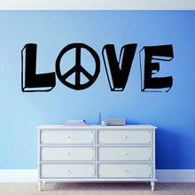 Load image into Gallery viewer, Love Peace Sign Typography Vinyl Decal Wall Sticker Décor Quote Wall Decals Quotes Sayings Inspirational Wall Art Motivational Wall Murals