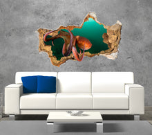 Load image into Gallery viewer, 3d Octopus Wall Decal. Hole in the Wall Mural. Ocean Life Wall Sticker. Animal Wall Decal. Nautical Wall Decor. Octopus Wall Art. P226