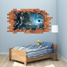 Load image into Gallery viewer, 3D Spaceman Hole in the Wall Decals. Planets Space Galaxy Vinyl Sticker. Astronaut Wall Murals. Space Removable Decals. Boys Room Decor