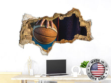 Load image into Gallery viewer, 3D Basketball Wall Decal. Sport Ball Vnyl Sticker Decals. Ball Wall Mural. Basketball Above Bed. Basketball Nursery Bedroom Decor NT49