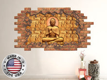 Load image into Gallery viewer, 3D Buddha Hole in the Decals. Yoga Om Vinyl Sticker. Buddha Statue Wall Mural. Buddha Removable Decal. Buddha Boho Above Bed Decor NT47