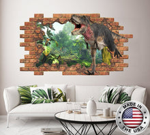 Load image into Gallery viewer, 3D Dinosaur Hole in the Decals. Nature Vinyl Stickers. Jurassic World Removable Murals. Dinosaur Above Bed Decor. Peel and Stick NT57