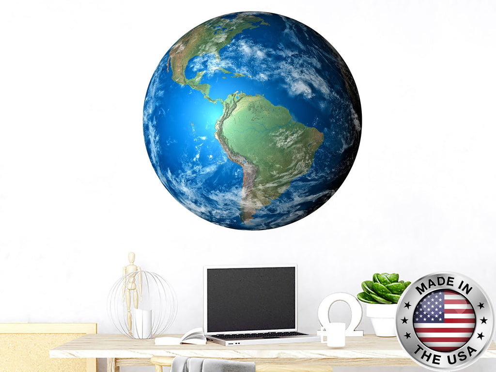 3D Planet Earth Wall Decal. Map Vinyl Sticker Murals. Planet Earth Theme Removable Decoration. Peel and Stick. School Wall Decor NT59