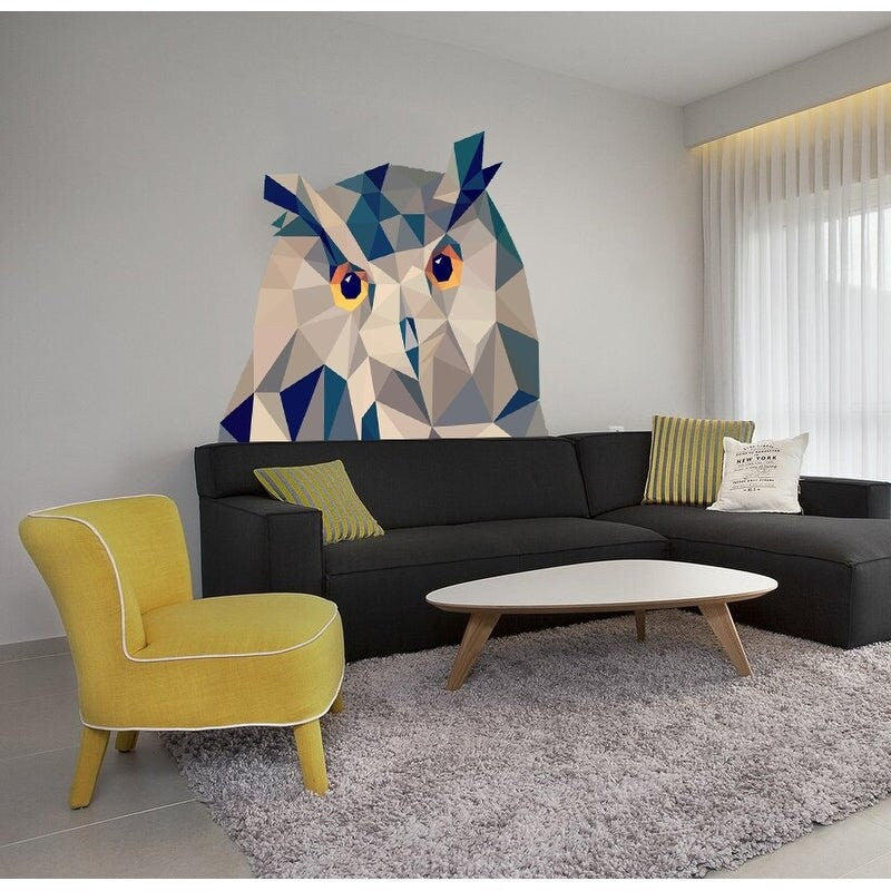 Owl Polygonal Wall decal, Owl Polygonal wall art, sticker - Vinyl Wall Decal Home Decor Mural Wallpaper Multi-Color, GD18