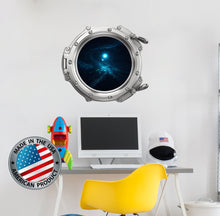 Load image into Gallery viewer, Space Wall Decal Kids Room. Porthole Wall Mural Boy Bedroom. Galaxy View Sticker. Stars Wall Decal. Space Decor. 3D Porthole Window LP3