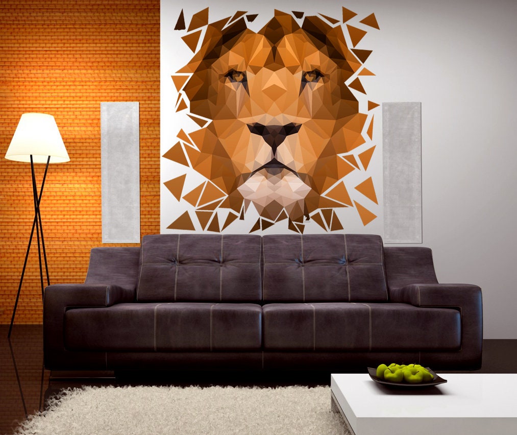 Wall Vinyl Decal Home Decor Art Sticker Lion Head Wild Animal Kids Bedroom Living Room Removable Stylish Mural Unique Design GD19