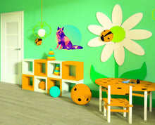 Load image into Gallery viewer, Fox moon Polygonal Wall decal, Fox Polygon sticker, modern wall art, Nursery Baby Bedroom Playroom Living Room Murals Multi Color GD20