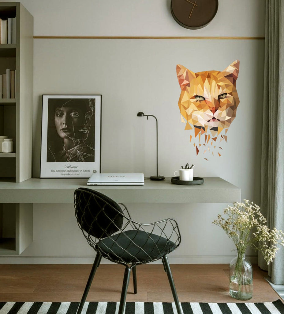 Cat Polygonal Wall decal, wall decoration ,wall decor living room, wall sticker,Cat Polygon sticker,modern wall art, Multi Color GD32