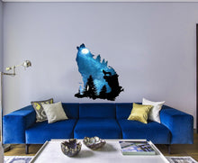 Load image into Gallery viewer, Wolf Moon and Stars Double Exposure - Vinyl Sticker - Bumper Sticker, Walls Sticker Trucks - Graphic Sticker, living room decor-GD33