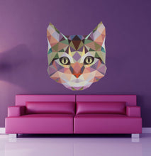 Load image into Gallery viewer, Cat Polygonal Wall decal, animal wall sticker cat wall decals ,Cat Polygon sticker,wall decor living room ,modern wall art, Multi Color GD35