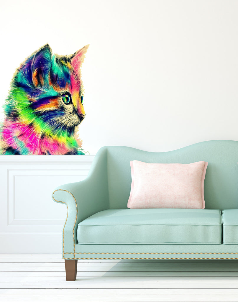 Cat Polygonal Wall decal, wall sticker ,cat wall decals ,wall decor living room ,Cat Polygon sticker,modern wall art, Multi Color GD36