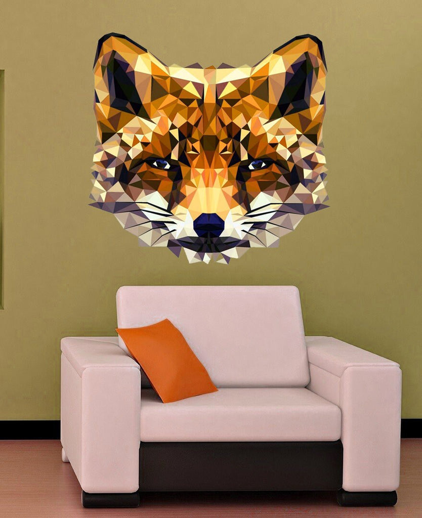 Fox face Polygonal Wall decal, Fox Polygon sticker, modern wall art, Nursery Baby Bedroom Playroom Living Room Murals Multi Color GD38