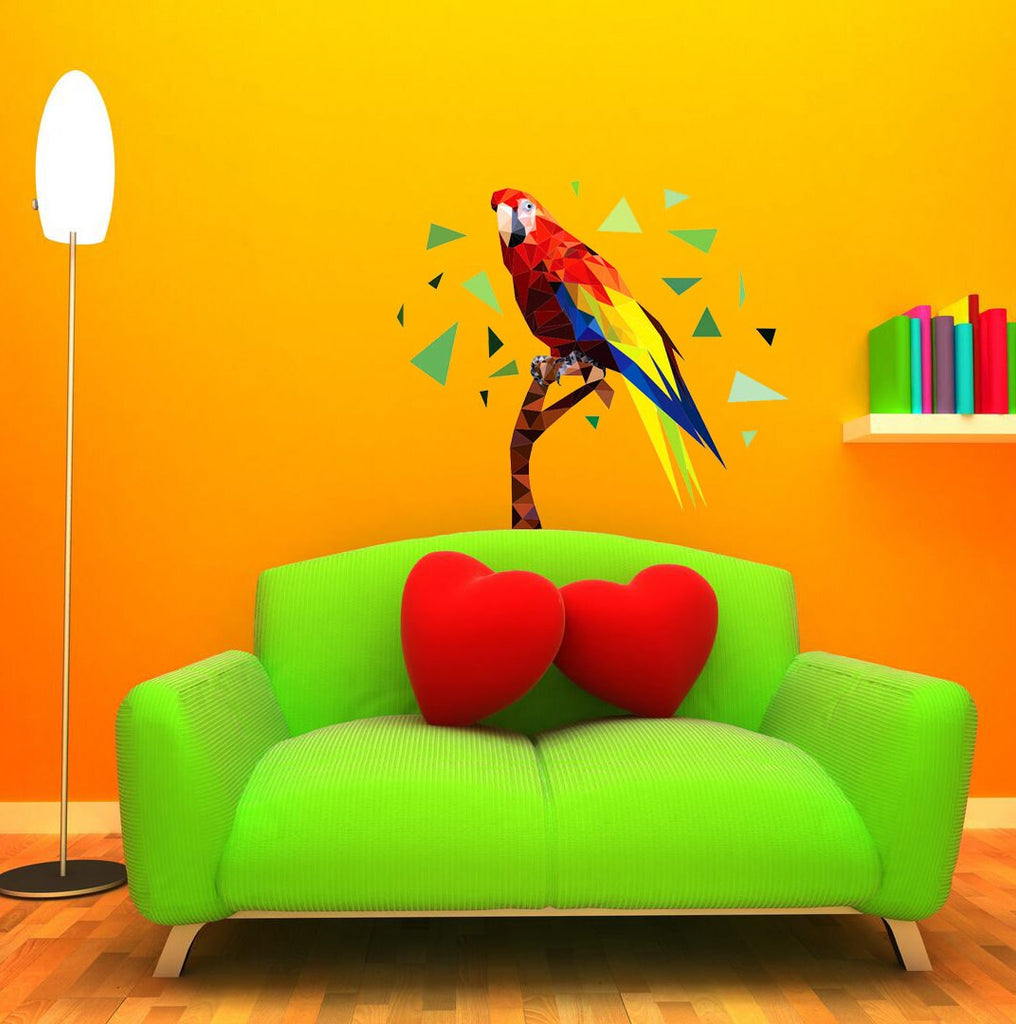 Parrot Polygonal Wall decal, parrot wall stickers Fox Polygon sticker, modern wall art, vinyl decal mandala, nursery décor Multi Color GD42