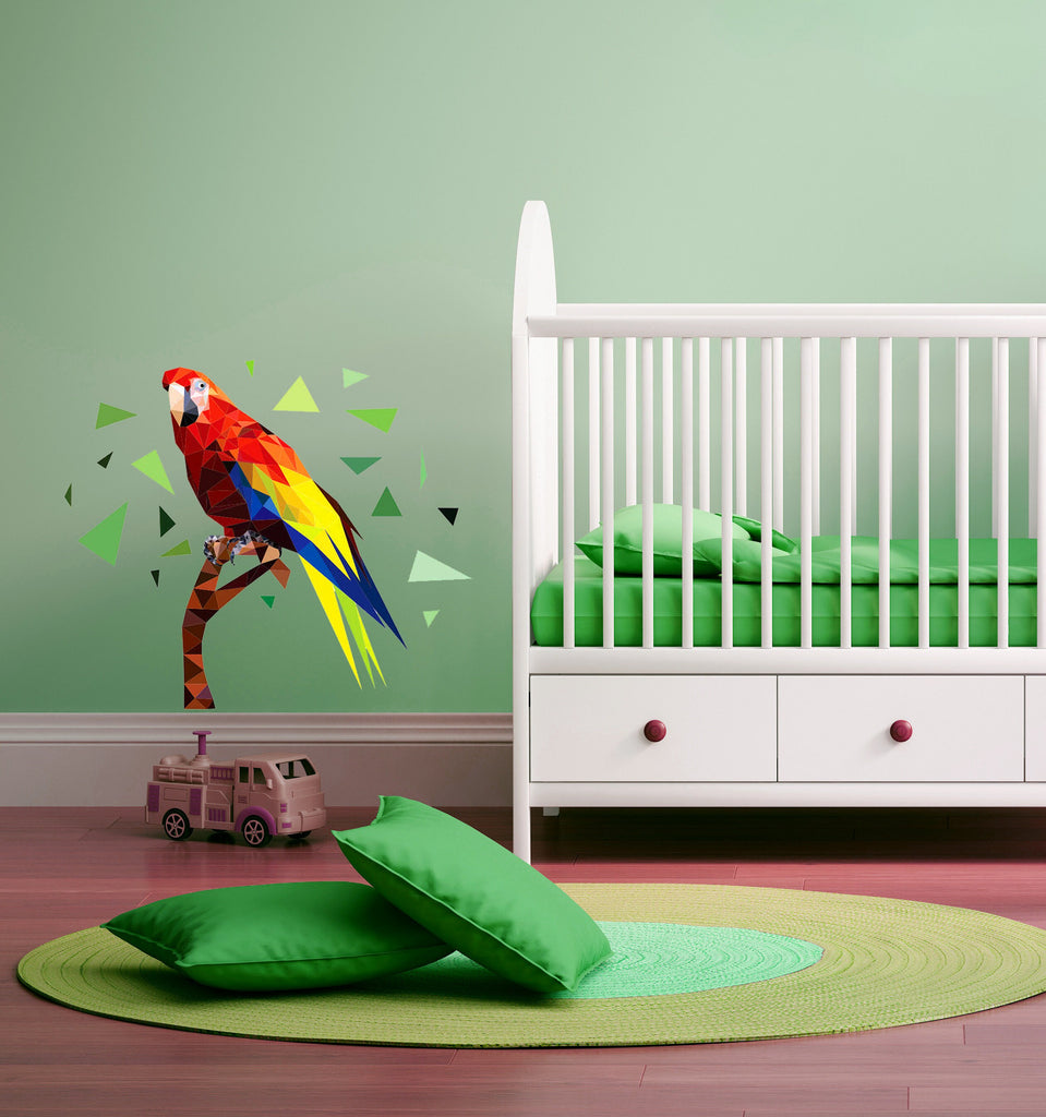 Parrot Polygonal Wall decal, parrot wall stickers Fox Polygon sticker, modern wall art, vinyl decal mandala, nursery décor Multi Color GD42
