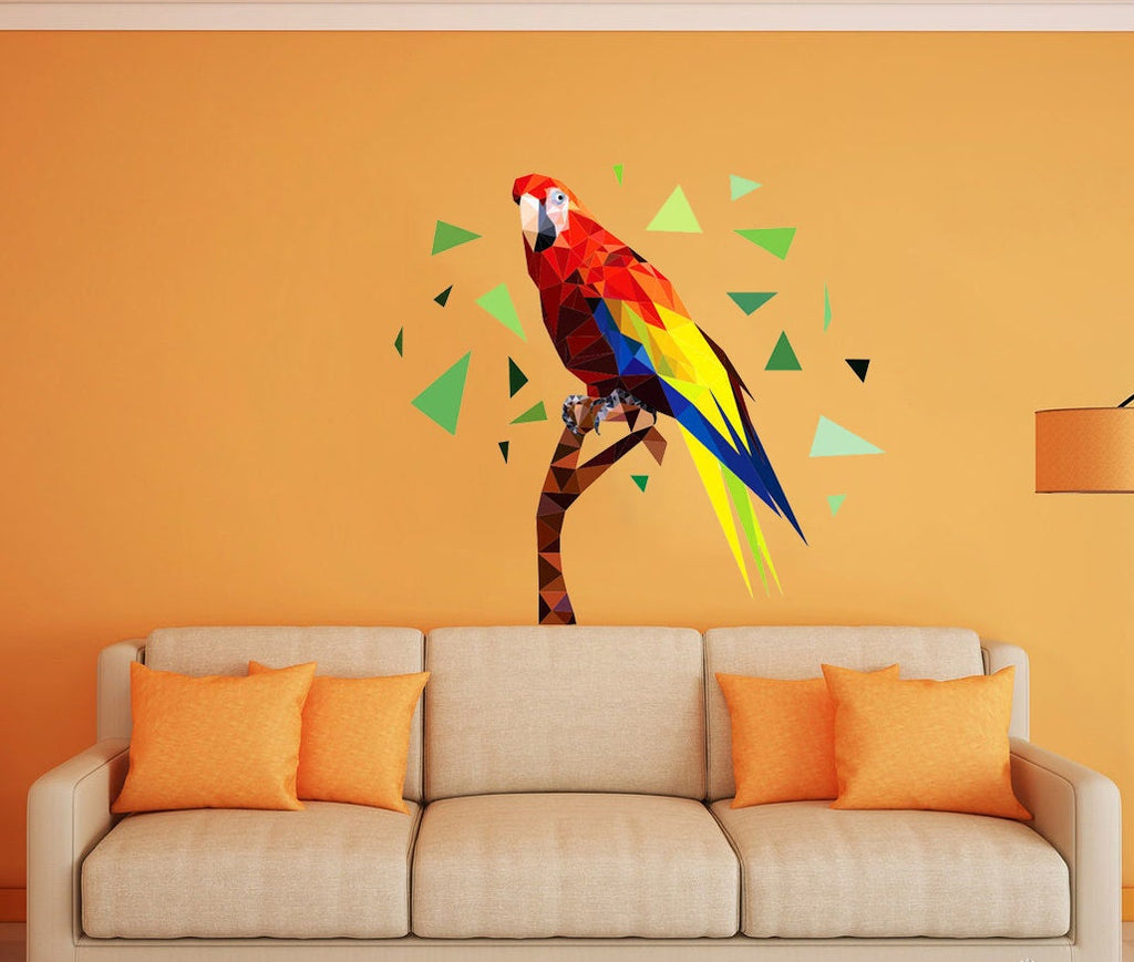 Parrot Polygonal Wall decal, parrot wall stickers Fox Polygon sticker, modern wall art, vinyl decal mandala, nursery décor Multi Color GD42