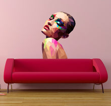 Load image into Gallery viewer, Sexy Hair salon Girl Polygonal Wall decal, Hairdresser Beauty Salon Polygonal Girls Wall Art Stickers Decals Vinyl Home Room Decor - GD45