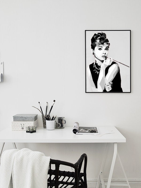 Hair salon Girl Polygonal Wall decal, Hairdresser Beauty Salon Polygonal Girls Wall Art Stickers Decals Vinyl Home Room Decor - GD53
