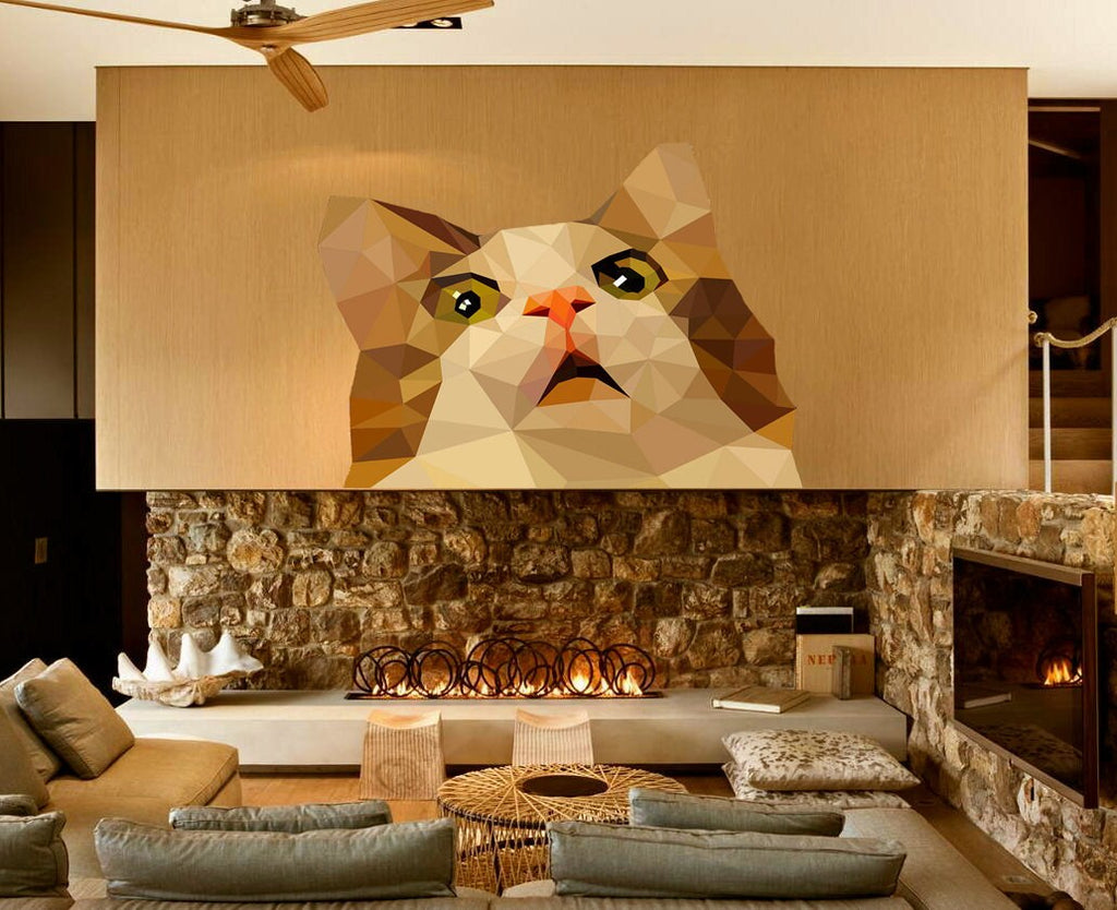 Cat Polygonal Wall decal, wall stickers,cat wall decals ,Cat Polygon sticker, wall decor living room, modern wall art, Multi Color GD54