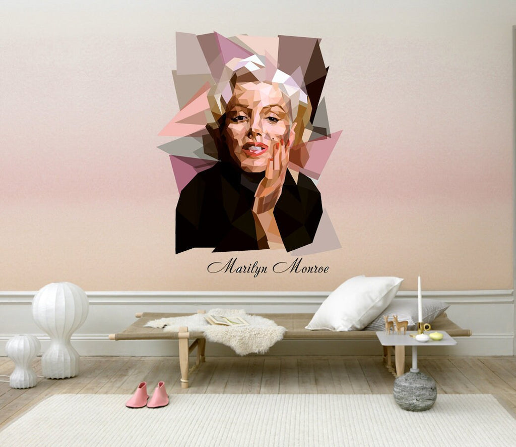 Hair salon Girl Polygonal Wall decal, Hairdresser Beauty Salon Polygonal Girls Wall Art Stickers Decals Vinyl Home Room Decor - GD60