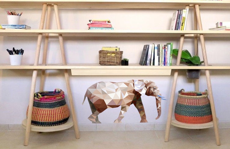 Elephant Polygonal Wall decal, Elephant Polygon sticker,modern wall art, Multi Color GD64