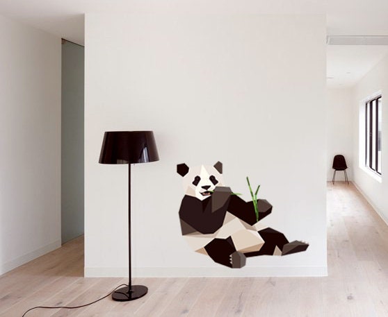 Panda Animal Polygonal Wall decal, Panda Polygon sticker, modern wall art, Pandas Wall Sticker, Light Switch Décor Decals Multi Color GD65