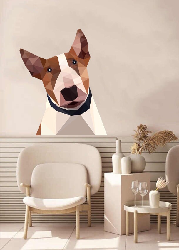 Bull terrier Dog Polygonal Wall decal, wall decor sticker, living room decor, Dog Polygon sticker,modern wall art, Multi Color GD67