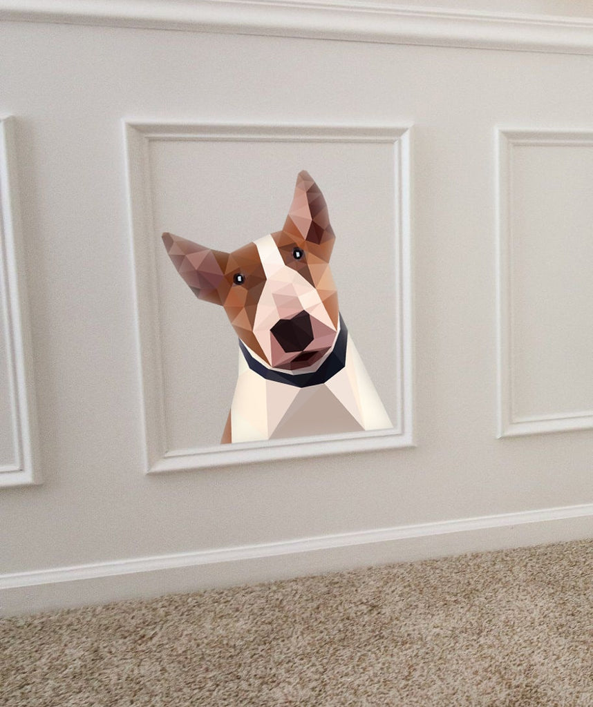 Bull terrier Dog Polygonal Wall decal, wall decor sticker, living room decor, Dog Polygon sticker,modern wall art, Multi Color GD67